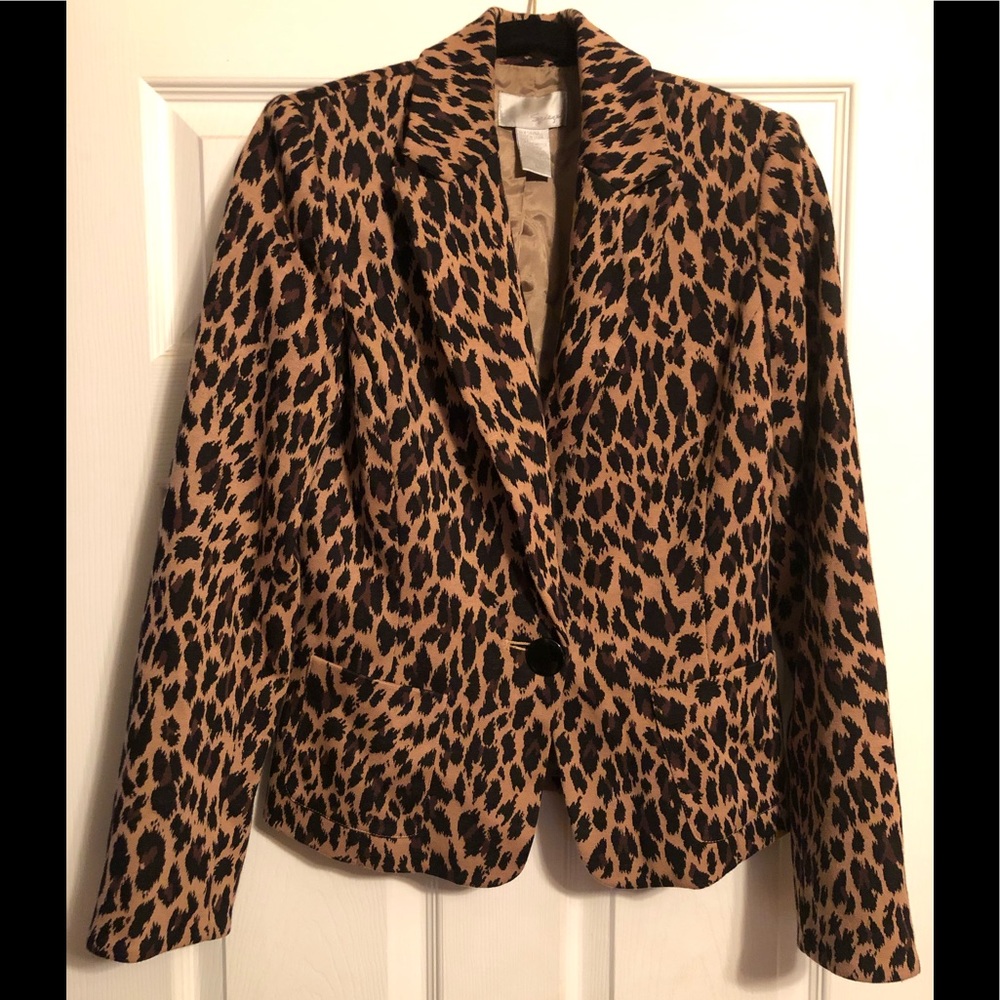 Spiegel Leopard Print Single Button Blazer